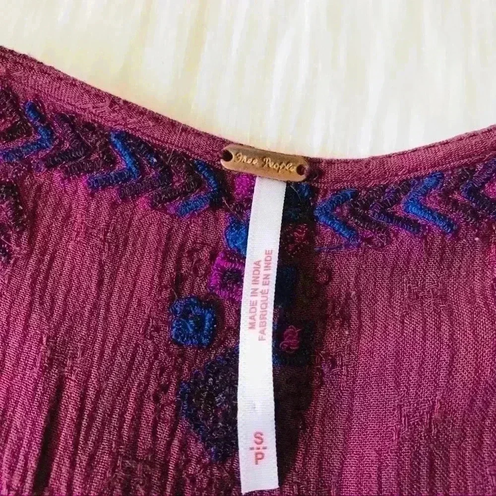 Free People Plum Tunic with Purple Embroidery